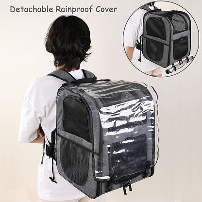 Apollo Walker Pet Carrier Backpack for Large/Small Cats and Dogs, Puppies, Safety Features and Cushion Back Support for Travel, Hiking, Outdoor Use (Black-Expandable)