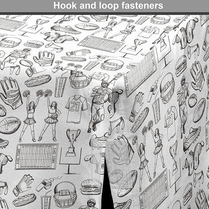 Lunarable Football Dog Crate Cover, Cup Ball Cheerleader Player Sneakers Sports Equipment Sketch Pattern, Easy to Use Pet Kennel Cover for Medium Large Dogs, 48 Inch, Charcoal Grey and White