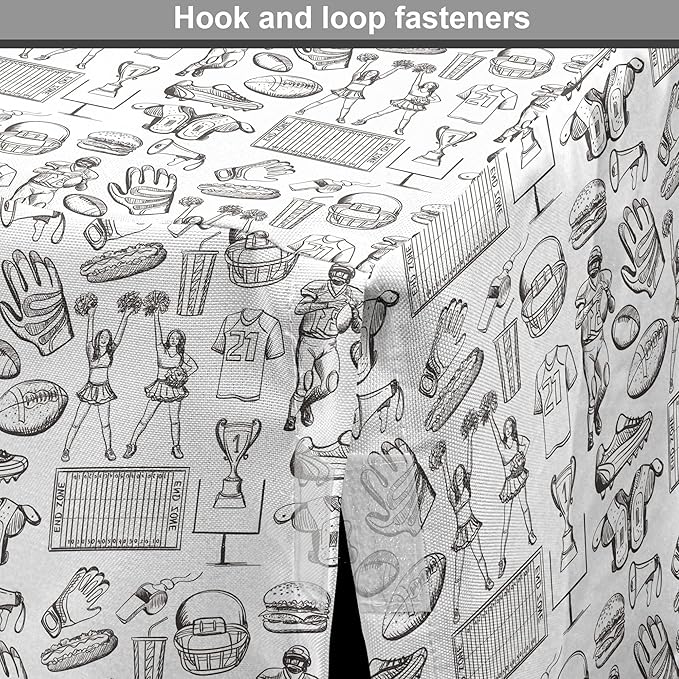 Lunarable Football Dog Crate Cover, Cup Ball Cheerleader Player Sneakers Sports Equipment Sketch Pattern, Easy to Use Pet Kennel Cover for Small Dogs Puppies Kittens, 18 Inch, Charcoal Grey and White