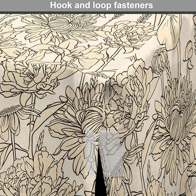 Lunarable Floral Dog Crate Cover, Daffodil and Carnation Bouquets Sketch Art Style Botanical Blossoms Field, Easy to Use Pet Kennel Cover for Medium Large Dogs, 48 Inch, Beige and Champagne