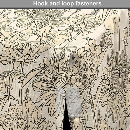 Lunarable Floral Dog Crate Cover, Daffodil and Carnation Bouquets Sketch Art Style Botanical Blossoms Field, Easy to Use Pet Kennel Cover for Medium Large Dogs, 48 Inch, Beige and Champagne