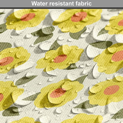 Lunarable Daffodil Dog Crate Cover, Retro Abstract Small Bedding Plants Flourishing Meadow Girls Design, Easy to Use Pet Kennel Cover for Medium Large Dogs, 42 Inch, Yellow Green Orange