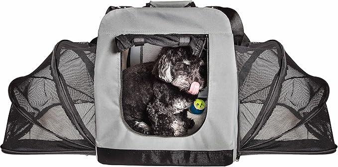 Pet Life Hounda Accordion Metal Framed Soft Folding Expandable Dog Crate - Collapsible Folding Pet Crate or Dog Kennel with Triple Expansion Room Large