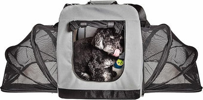 Pet Life Hounda Accordion Metal Framed Soft Folding Expandable Dog Crate - Collapsible Folding Pet Crate or Dog Kennel with Triple Expansion Room Large