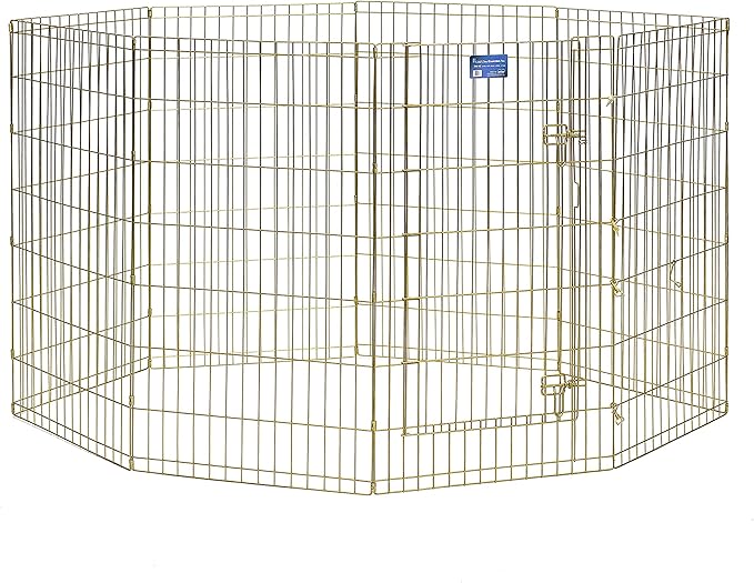 MidWest Homes for Pets Dog Exercise Pen & Playpen, 24" W x 42" H, No Door, Gold Zinc