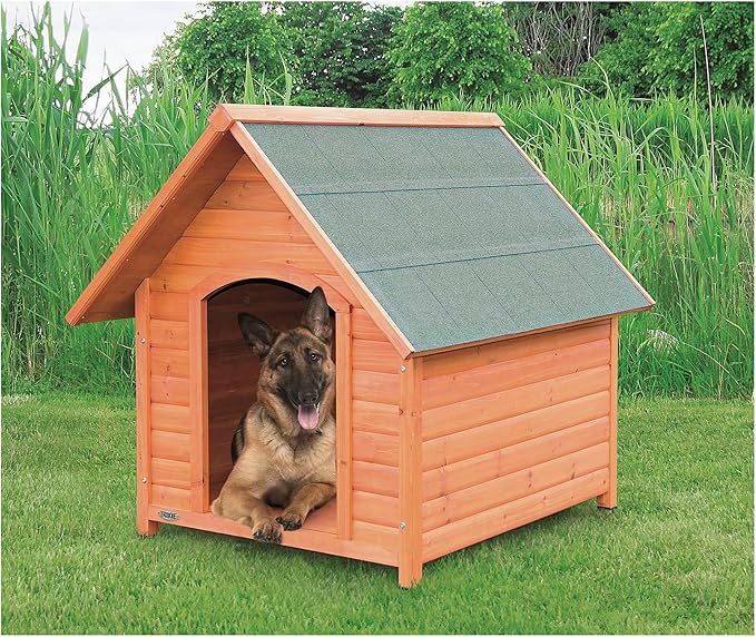 TRIXIE Natura Cottage Dog House– Dog House for Extra Large Dogs Outside with Weatherproof Sealer & Peaked Roof, Wooden Dog House with Adjustable Legs for Large Dogs – 44.25 x 38 x 41.5 in