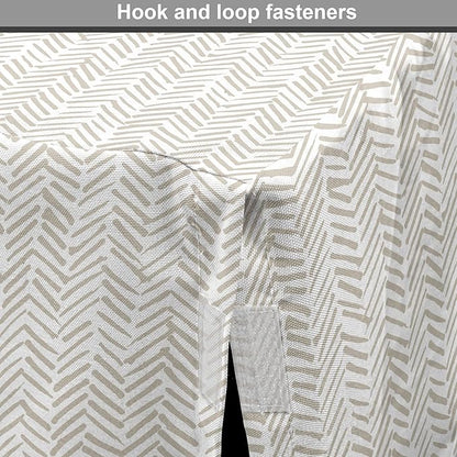 Lunarable Chevron Dog Crate Cover, Hand Drawn Monochrome Herringbone Lines Composition of Abstract Zigzags, Easy to Use Pet Kennel Cover for Medium Large Dogs, 36 Inch, White Beige