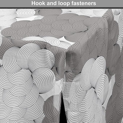 Lunarable Abstract Dog Crate Cover, Seigaiha Inspired Lines Curvy Elements Illustration in Greyscale Tones Print, Easy to Use Pet Kennel Cover for Medium Large Dogs, 36 Inch, Pale Taupe Grey