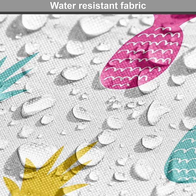 Lunarable Yellow Pineapple Dog Crate Cover, Rhythmic Ananas Fruits in Colorful Design Summer Tropical Concept, Easy to Use Pet Kennel Cover for Medium Large Dogs, 48 Inch, Turquoise Hot Pink