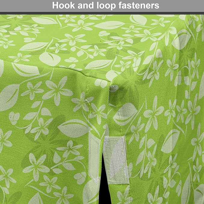 Lunarable Green Dog Crate Cover, Flourishing Spring Flowers Fresh Summer Meadow Themed Graphic Flora Print, Easy to Use Pet Kennel Cover for Medium Large Dogs, 42 Inch, Apple Green Pale Green