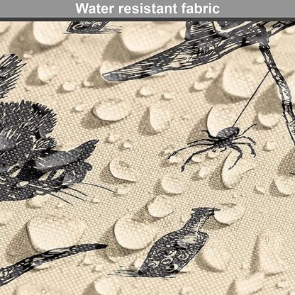 Lunarable Halloween Dog Crate Cover, Sketch Drawn Bat Cat Spider Witch Hat and Broom Pattern, Easy to Use Pet Kennel Cover for Small Dogs Puppies Kittens, 18 Inch, Grey Beige Charcoal