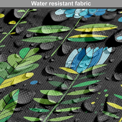 Lunarable Floral Dog Crate Cover, Abstract Flower Bouquets Dragonflies Ladybugs Butterflies on Dark, Easy to Use Pet Kennel Cover for Cats & Medium Dogs, 30 Inch, Blue Green and Charcoal Grey