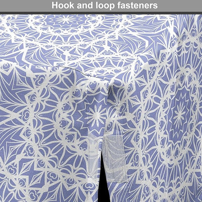 Lunarable Mandala Dog Crate Cover, Ceremonial Retro Minimal Far Eastern Pattern, Easy to Use Pet Kennel Cover for Small Dogs Puppies Kittens, 22 Inch, Lavender Blue and White