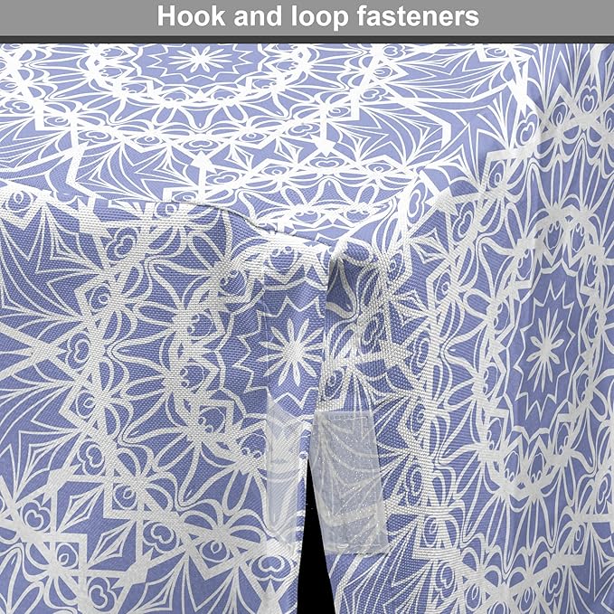 Lunarable Mandala Dog Crate Cover, Ceremonial Retro Minimal Far Eastern Pattern, Easy to Use Pet Kennel Cover for Cats & Medium Dogs, 30 Inch, Lavender Blue and White