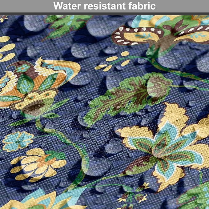 Lunarable Jacobean Dog Crate Cover, Triangles with Floral Pattern Stalks Leaves Flowers Whimsical Nature, Easy to Use Pet Kennel Cover for Small Dogs Puppies Kittens, 22 Inch, Dark Blue Green Mustard