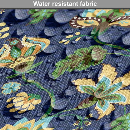 Lunarable Jacobean Dog Crate Cover, Triangles with Floral Pattern Stalks Leaves Flowers Whimsical Nature, Easy to Use Pet Kennel Cover for Small Dogs Puppies Kittens, 22 Inch, Dark Blue Green Mustard