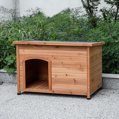 TAKUKA Outdoor Wooden Dog House for Small Medium Large Sized Dogs，Extra Waterproof Durable Dog Kennel with Wooden Floor for Garden Backyard Farm (40" W x 26" D x 28" H)