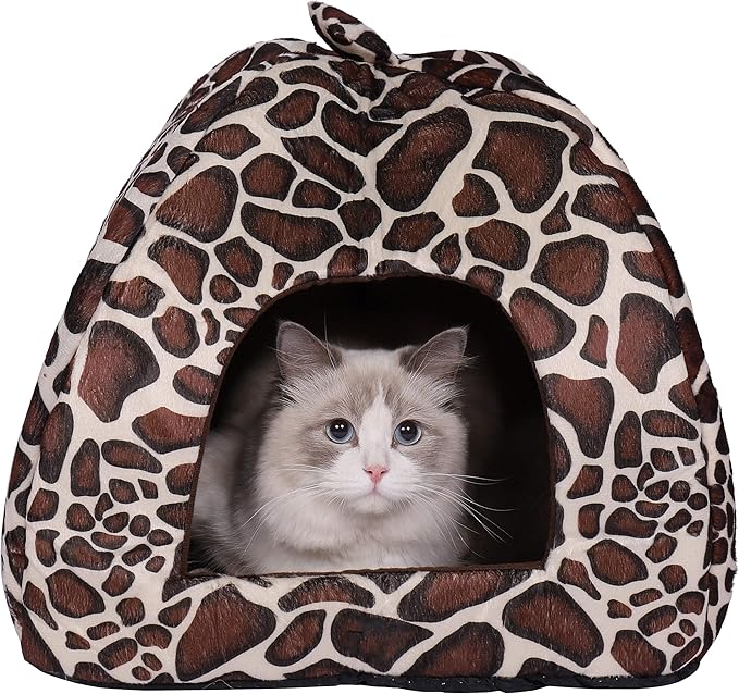Spring Fever Hamster Guinea Pig Rabbit Dog Cat Chinchilla Hedgehog Bird Small Animal Pet Bed House Hideout Cage Accessorie E Leopard M (14.2 * 14.2 inch)