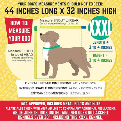 SportPet Designs Plastic Kennels Rolling Plastic Airline Approved Wire Door Travel Dog Crate, XXX-Large, Gray