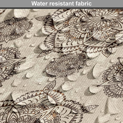 Lunarable Cream Dog Crate Cover, Vintage Eastern Inspired Design with Symmetrical Elements Abstract Flower Arrangement, Easy to Use Pet Kennel Cover for Cats & Medium Dogs, 24 Inch, Tan Brown