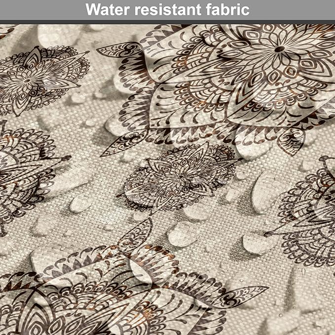 Lunarable Cream Dog Crate Cover, Vintage Eastern Inspired Design with Symmetrical Elements Abstract Flower Arrangement, Easy to Use Pet Kennel Cover for Medium Large Dogs, 48 Inch, Tan Brown