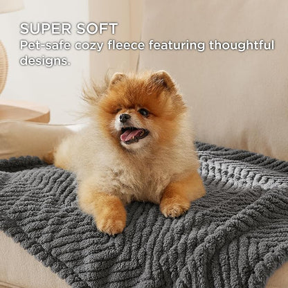 Bedsure Dog Blanket for Large Dogs Washable - Soft Fluffy Puppy Blanket with Premium 300GSM Coral Fleece, Cozy Calming Cat Blankets for Indoor Cats, Fuzzy Pet Blanket for Kitten Doggy, Grey, 40x50IN