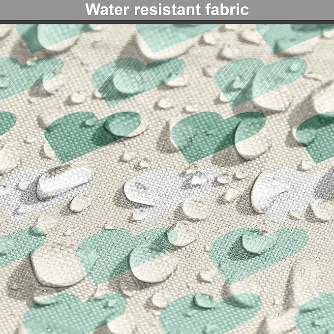 Lunarable Aquamarine Dog Crate Cover, Romantic Pattern with Heart Shapes in Rows, Easy to Use Pet Kennel Cover for Small Dogs Puppies Kittens, 22 Inch, Champagne Laurel Green