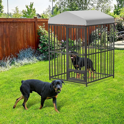Outdoor Dog Kennel for Large Dogs, 4x4x6 FT Large Dog Kennel Outside with Lock, Dog Enclosures with UV-Resistant Waterproof Roof Cover for Outside