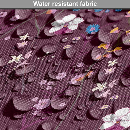 Lunarable Maroon Dog Crate Cover, Pattern of Wildflowers Scene Botanical Spring Time Elements Colorful Blooms, Easy to Use Pet Kennel Cover for Small Dogs Puppies Kittens, 18 Inch, Maroon Multicolor