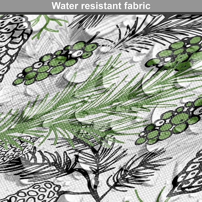 Lunarable Green Xmas Dog Crate Cover, Pine Cones and Holiday Theme Plants Fir Tree Motifs Print, Easy to Use Pet Kennel Cover for Small Dogs Puppies Kittens, 18 Inch, White Fern Green