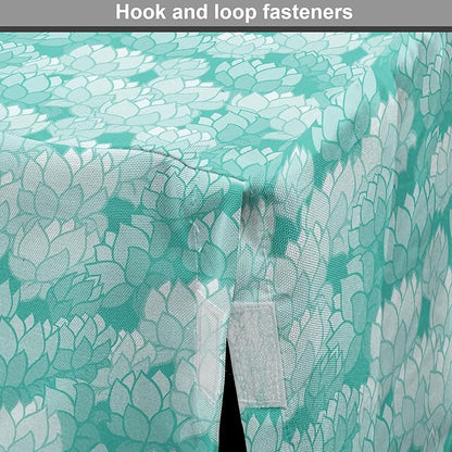 Lunarable Aquamarine Dog Crate Cover, Retro Design Continuous Pattern of Abstract Flowers, Easy to Use Pet Kennel Cover for Cats & Medium Dogs, 30 Inch, Turquoise Pale Seafoam