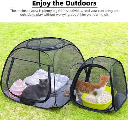 Tenrai Portable Cat Playpen, Trapezoidal Design for Better Standing, Foldable Pet Tent for Outdoor and Indoor Use of Puppy and Kitten, Dog Play Enclosure, Cat Houses & Condos