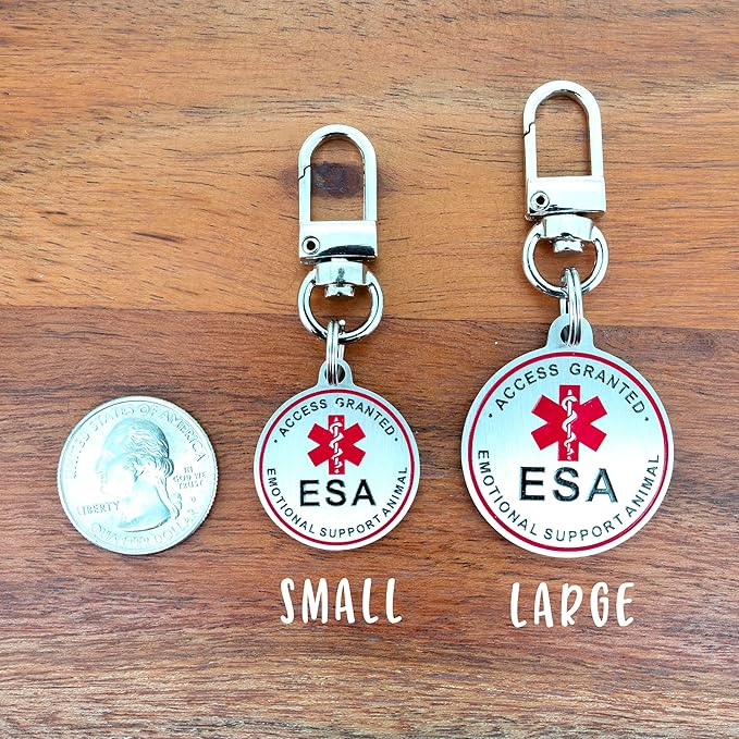 Service Dog ID Tag for Small & Large Dogs - Emotional Support ESA Medical Alert Collar Accessory - Durable Stainless Steel Service Animal Tag - I am Working Service Tag in Silver Small