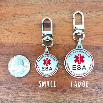Service Dog ID Tag for Small & Large Dogs - Emotional Support ESA Medical Alert Collar Accessory - Durable Stainless Steel Service Animal Tag - I am Working Service Tag in Silver Small