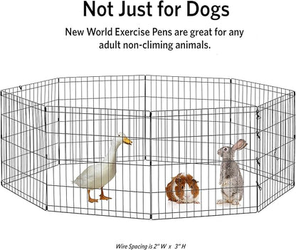 New World Dog Exercise Pen & Playpen, 24" W X 18" H, No Door, Black B550-18
