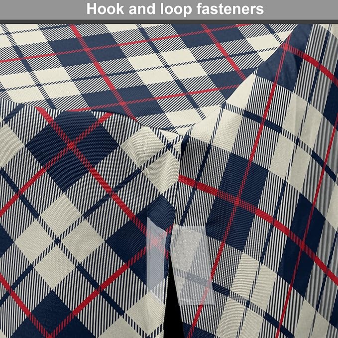 Lunarable Plaid Dog Crate Cover, Celtic Fashion Diagonal Retro Style Classical Irish Culture Inspiration, Easy to Use Pet Kennel Cover for Medium Large Dogs, 36 Inch, Night Blue Red Beige