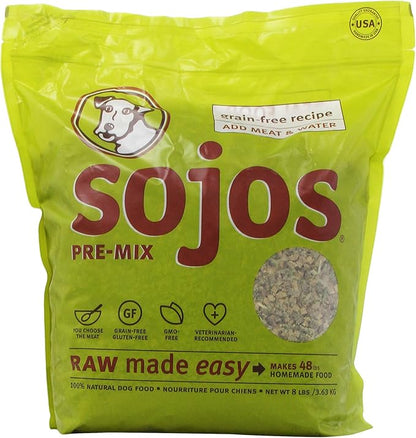 SOJOS Pre-Mix Natural Grain Free Dry Raw Freeze Dried Dog Food, 8-Pound Bag
