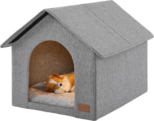 Indoor Dog House with Washable Plush Cushion - Large Size for Dogs & Cats Up to 44 Pounds