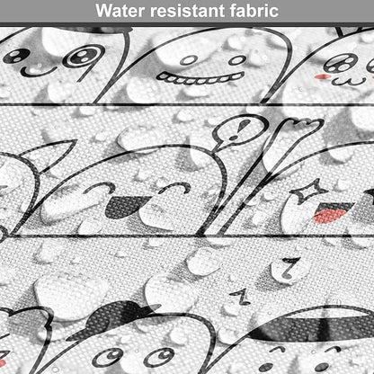 Lunarable Cartoon Dog Crate Cover, Funny Creatures and Monsters Doodle Faces in Manga Style Emotions, Easy to Use Pet Kennel Cover for Medium Large Dogs, 36 Inch, Charcoal Grey Coral White