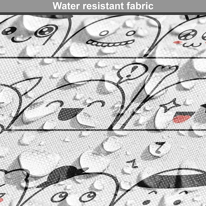 Lunarable Cartoon Dog Crate Cover, Funny Creatures and Monsters Doodle Faces in Manga Style Emotions, Easy to Use Pet Kennel Cover for Medium Large Dogs, 48 Inch, Charcoal Grey Coral White