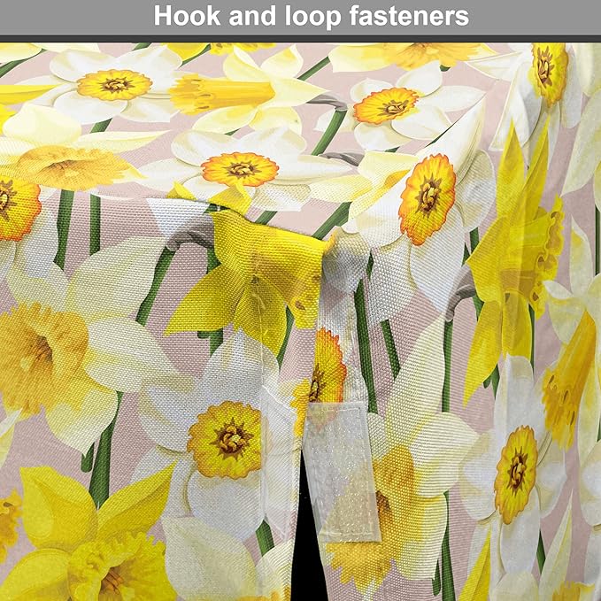 Lunarable Daffodil Dog Crate Cover, Gentle Nature Theme Blooming Spring Season Realistic Romantic Bedding Plants, Easy to Use Pet Kennel Cover for Small Dogs Puppies Kittens, 22 Inch, Yellow Green Tan