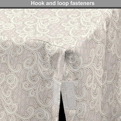 Lunarable Cream Dog Crate Cover, Old Lace Design with Soothing Color Scheme Vintage Style Classical Inspired Image, Easy to Use Pet Kennel Cover for Medium Large Dogs, 48 Inch, Cream Tan