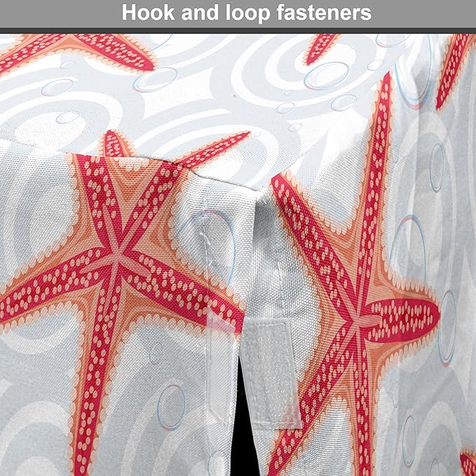 Lunarable Starfish Dog Crate Cover, Tropical Ocean with Sea Bubbles on Wavy Spiral Backdrop, Easy to Use Pet Kennel Cover for Cats & Medium Dogs, 30 Inch, Dark Coral Salmon