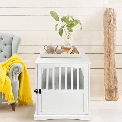 Casual Home Wooden Pet Crate, End Table, Large, New White