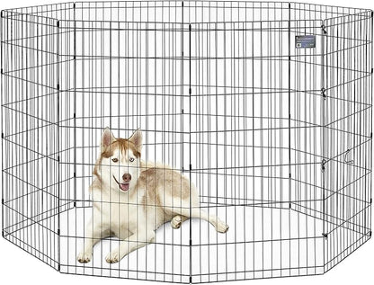 MidWest Homes for Pets Dog Exercise Pen & Playpen, 24" W x 48" H, No Door, Black