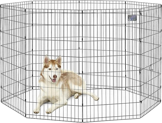 MidWest Homes for Pets Dog Exercise Pen & Playpen, 24" W x 48" H, No Door, Black