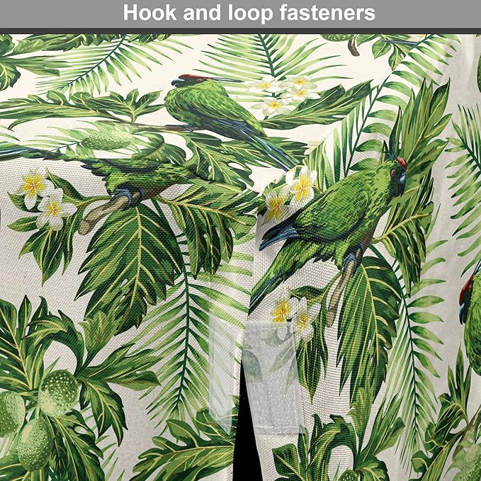 Lunarable Green Dog Crate Cover, Exotic Tropic Pattern with Palm Leaves Breadfruits Plumeria Flowers and Parrots, Easy to Use Pet Kennel Cover for Medium Large Dogs, 48 Inch, Lime Green Cream