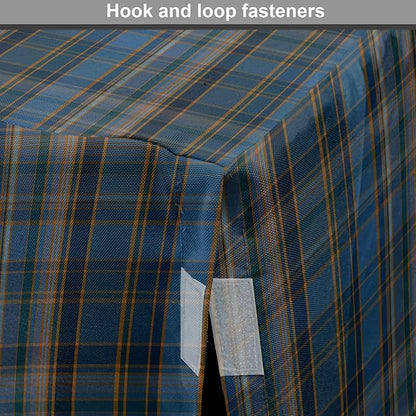 Lunarable Plaid Dog Crate Cover, Striped Geometric British Pattern Modern Design Elements in Patel Colors, Easy to Use Pet Kennel Cover for Medium Large Dogs, 24 Inch, Azure Blue and Marigold