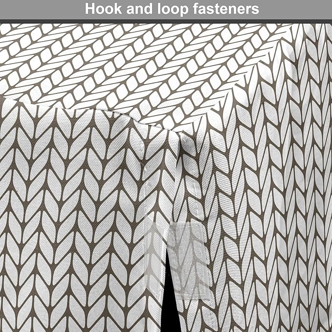 Lunarable Taupe and White Dog Crate Cover, Traditional Nordic Design with Geometric Motifs in Vertical Order, Easy to Use Pet Kennel Cover for Cats & Medium Dogs, 30 Inch, White Taupe