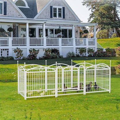 24" H Dog Crate Dog Playpen 8 Panels Furniture Heavy Duty Dog Fence Door with Side Openings,Foldable Pet Exercise Pen for Large Medium Small Dogs Indoor Outdoor,White